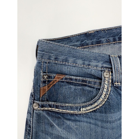 Ariat Jeans Mens 40 Blue M5 Straight Fit Straight Leg Denim Distressed - Picture 7 of 16